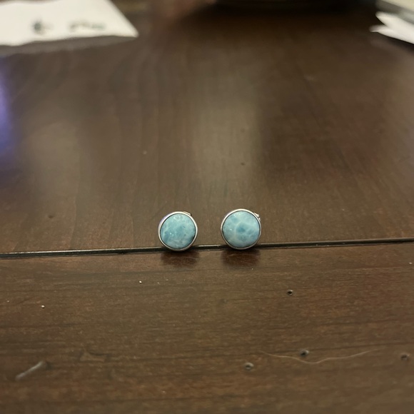 Larimar gemstone blue earrings - Picture 1 of 2